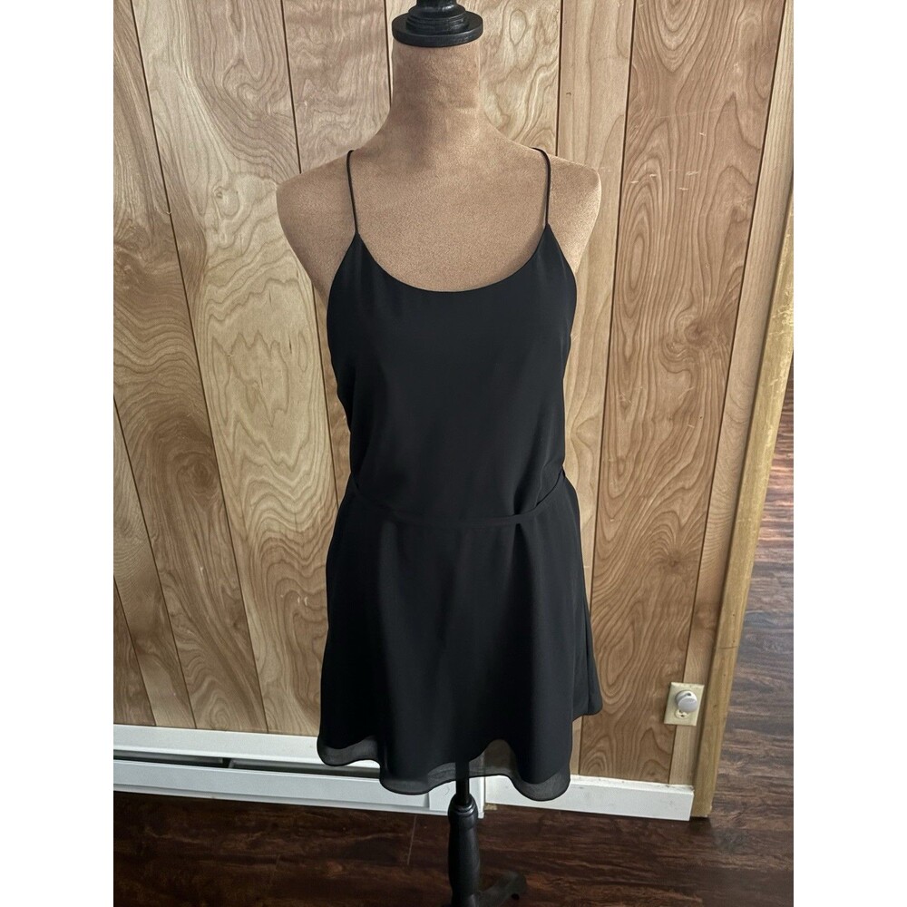 Naked Zebra Black Spaghetti Strap Tie‎ Waist Mini Dress Size S
